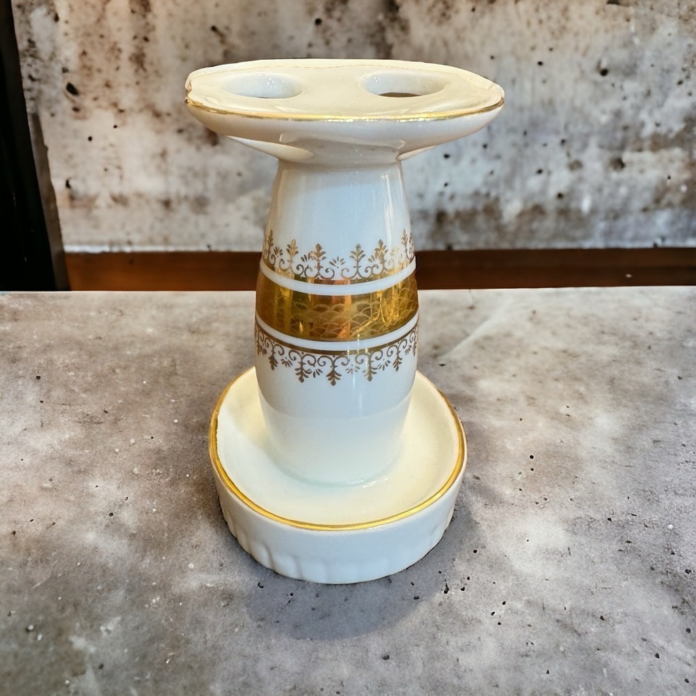 Porcelain Toothbrush Holder Regal Gold Andre Richard Made in Japan Vintage